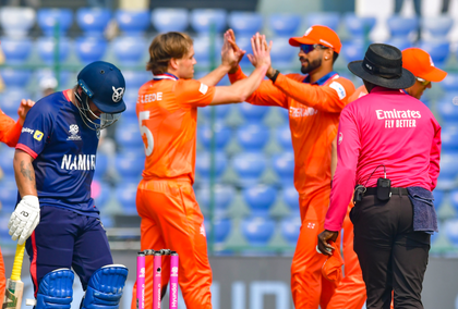 T20 WC: Pacers shine as Netherlands restrict Namibia to 156/8 | T20 WC: Pacers shine as Netherlands restrict Namibia to 156/8
