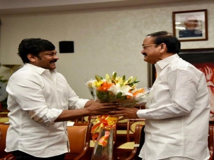 Delhi: Telugu superstar Chiranjeevi meets Vice President M Venkaiah Naidu | Delhi: Telugu superstar Chiranjeevi meets Vice President M Venkaiah Naidu