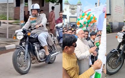 Asaduddin Owaisi vrooms on bike in Hyderabad | Asaduddin Owaisi vrooms on bike in Hyderabad Asaduddin Owaisi vrooms on bike in Hyderabad | Asaduddin Owaisi vrooms on bike in Hyderabad