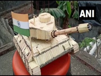Odisha: Artist prepares Indian army tank model using matchsticks | Odisha: Artist prepares Indian army tank model using matchsticks