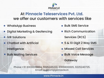 Pinnacle Teleservices Pvt Ltd launches AI-based conversational platform for WhatsApp | Pinnacle Teleservices Pvt Ltd launches AI-based conversational platform for WhatsApp