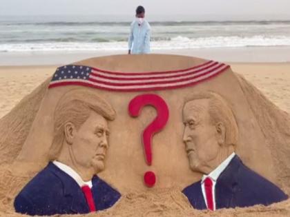 Odisha sand artist depicts dilemma over who is winner of US Prez polls | Odisha sand artist depicts dilemma over who is winner of US Prez polls