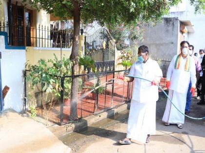 COVID-19: Puducherry Chief Minister participates in disinfection drive | COVID-19: Puducherry Chief Minister participates in disinfection drive