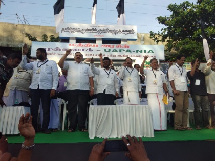 TN: Political parties stage protest against 'black laws' enacted by Centre | TN: Political parties stage protest against 'black laws' enacted by Centre