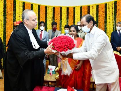 Justice Satish Chandra Sharma sworn in as Telangana High Court Chief Justice | Justice Satish Chandra Sharma sworn in as Telangana High Court Chief Justice