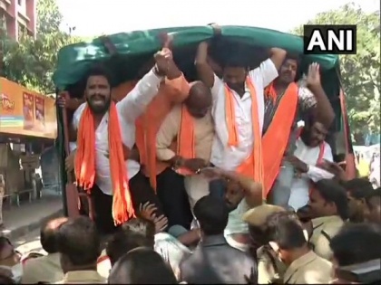 Telangana: BJYM leaders detained after protest against fee hike in colleges | Telangana: BJYM leaders detained after protest against fee hike in colleges