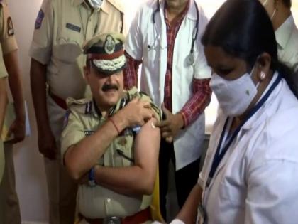 Hyderabad Police Commissioner takes COVID-19 vaccine jab, appeals cops to come forward for inoculation without fear | Hyderabad Police Commissioner takes COVID-19 vaccine jab, appeals cops to come forward for inoculation without fear