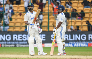 1st Test: Kohli, Sarfaraz hit counter-attacking fifties as India end day three at 231/3 | 1st Test: Kohli, Sarfaraz hit counter-attacking fifties as India end day three at 231/3