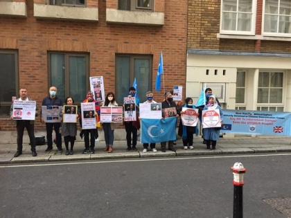 Tibetans and Uyghurs hold anti-China protest outside UN office in London | Tibetans and Uyghurs hold anti-China protest outside UN office in London