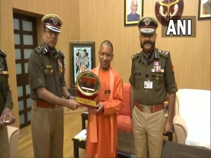 UP DGP, ADG present memento to CM on Police Flag Day | UP DGP, ADG present memento to CM on Police Flag Day