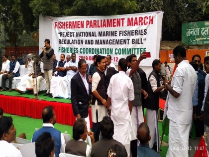 Delhi: Fishermen protest against National Marine Fisheries Regulation and Management Bill | Delhi: Fishermen protest against National Marine Fisheries Regulation and Management Bill