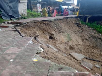 Road damaged due to landslide following incessant rainfall in Uttarakhand's Champawat | Road damaged due to landslide following incessant rainfall in Uttarakhand's Champawat