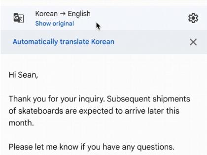 Google adds translation feature to Gmail mobile app | Google adds translation feature to Gmail mobile app