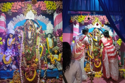 Maa Durga worshipped as Ardhanariswara by Kolkata transgenders | Maa Durga worshipped as Ardhanariswara by Kolkata transgenders