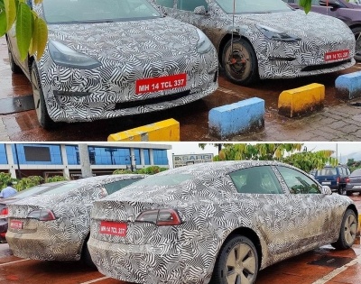 Camouflaged Tesla Model 3 cars spotted on Mumbai-Pune Expressway | Camouflaged Tesla Model 3 cars spotted on Mumbai-Pune Expressway