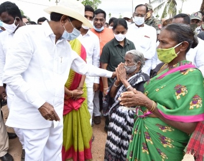 Telangana CM visits adopted village, interacts with Dalits | Telangana CM visits adopted village, interacts with Dalits