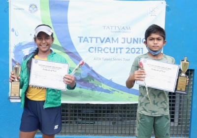 Yashas, Aahida emerge champions in KSLTA AITA Talent Series-3 | Yashas, Aahida emerge champions in KSLTA AITA Talent Series-3