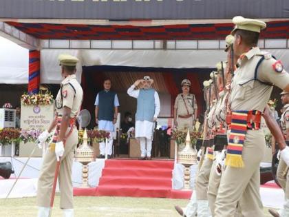 Home Minister Amit Shah presents President's Colours to Assam Police | Home Minister Amit Shah presents President's Colours to Assam Police