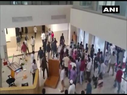 TDP headquarters allegedly attacked by YSRCP workers in Andhra | TDP headquarters allegedly attacked by YSRCP workers in Andhra