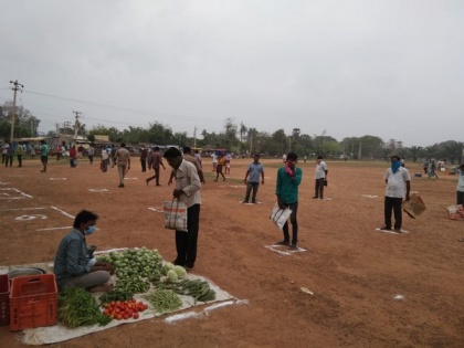 Circles drawn at vegetable markets in Andhra to ensure social distancing | Circles drawn at vegetable markets in Andhra to ensure social distancing