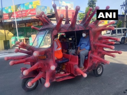 Chennai artist modifies auto-rickshaw on theme of COVID-19 | Chennai artist modifies auto-rickshaw on theme of COVID-19