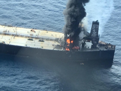 Oil tanker fire doused; Coast Guard monitoring to prevent reignition | Oil tanker fire doused; Coast Guard monitoring to prevent reignition