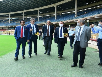 British envoy Alex Ellis visits Bengaluru's M Chinnaswamy stadium | British envoy Alex Ellis visits Bengaluru's M Chinnaswamy stadium