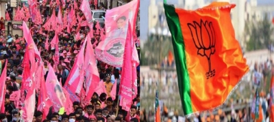 Polls in the air: BJP's sustained aggression keeps up the heat on TRS | Polls in the air: BJP's sustained aggression keeps up the heat on TRS Polls in the air: BJP's sustained aggression keeps up the heat on TRS | Polls in the air: BJP's sustained aggression keeps up the heat on TRS