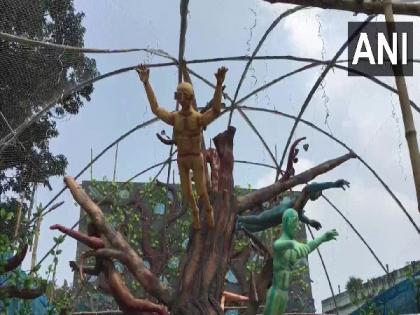 Durga Puja pandal highlighting importance of trees as source of oxygen comes up in West Bengal's Birbhum | Durga Puja pandal highlighting importance of trees as source of oxygen comes up in West Bengal's Birbhum