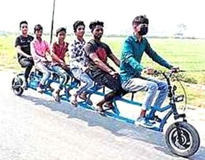 UP youth makes six-seater electric bicycle | UP youth makes six-seater electric bicycle