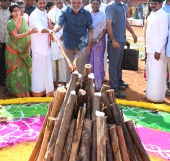 Andhra Pradesh CM, wife participate in Sankranti celebrations | Andhra Pradesh CM, wife participate in Sankranti celebrations