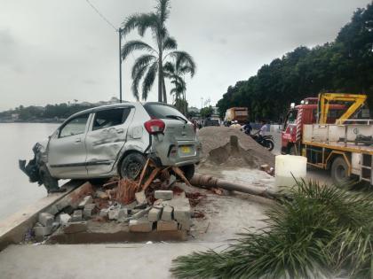 Speeding car mows down biker in Hyderabad | Speeding car mows down biker in Hyderabad Speeding car mows down biker in Hyderabad | Speeding car mows down biker in Hyderabad