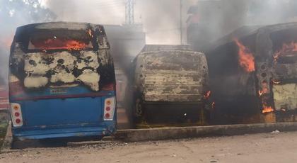 Nine buses gutted in fire at Ranchi bus stand | Nine buses gutted in fire at Ranchi bus stand