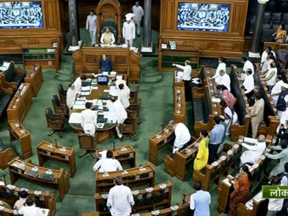 LS adjourned till 12 pm amid sloganeering by treasury benches & Oppn | LS adjourned till 12 pm amid sloganeering by treasury benches & Oppn