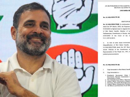Rahul Gandhi's Lok Sabha membership restored | Rahul Gandhi's Lok Sabha membership restored Rahul Gandhi's Lok Sabha membership restored | Rahul Gandhi's Lok Sabha membership restored