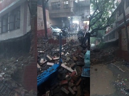 Wall of newly built Delhi govt school collapses amid heavy rain | Wall of newly built Delhi govt school collapses amid heavy rain