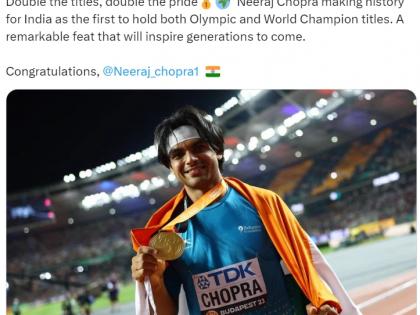 Kejriwal congratulates Neeraj Chopra on historic World Athletics Championships gold win | Kejriwal congratulates Neeraj Chopra on historic World Athletics Championships gold win Kejriwal congratulates Neeraj Chopra on historic World Athletics Championships gold win | Kejriwal congratulates Neeraj Chopra on historic World Athletics Championships gold win