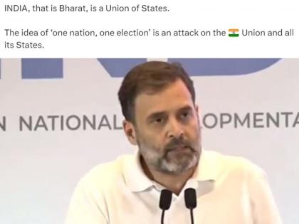 'Attack on union & states', says Rahul on 'One Nation, One Election' panel | 'Attack on union & states', says Rahul on 'One Nation, One Election' panel 'Attack on union & states', says Rahul on 'One Nation, One Election' panel | 'Attack on union & states', says Rahul on 'One Nation, One Election' panel