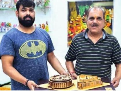 Varanasi artisans make miniature models of new Parliament | Varanasi artisans make miniature models of new Parliament Varanasi artisans make miniature models of new Parliament | Varanasi artisans make miniature models of new Parliament