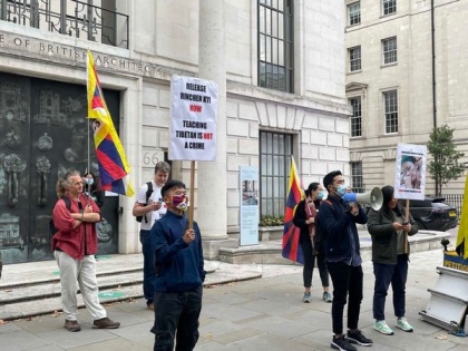 Tibetan activists protest outside China's UK embassy on International Day of the Disappeared | Tibetan activists protest outside China's UK embassy on International Day of the Disappeared