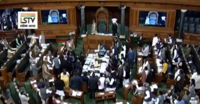 Scuffle between BJP-Cong MPs in LS over Rahul's 'danda' remarks | Scuffle between BJP-Cong MPs in LS over Rahul's 'danda' remarks Scuffle between BJP-Cong MPs in LS over Rahul's 'danda' remarks | Scuffle between BJP-Cong MPs in LS over Rahul's 'danda' remarks