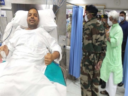 J-K LG Manoj Sinha visits Dy Commandant Rahul Mathur at 92 base Hospital | J-K LG Manoj Sinha visits Dy Commandant Rahul Mathur at 92 base Hospital
