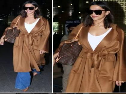 Deepika Padukone amps up her airport look in a tan overcoat | Deepika Padukone amps up her airport look in a tan overcoat