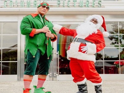Dwayne Johnson and Kevin Hart get into Christmas spirit | Dwayne Johnson and Kevin Hart get into Christmas spirit