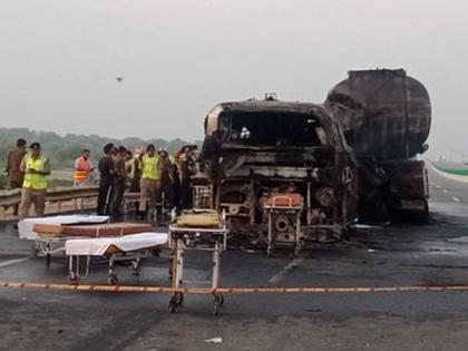 20 killed, 6 injured in fiery bus-tanker collision in Pakistan's Sindh | 20 killed, 6 injured in fiery bus-tanker collision in Pakistan's Sindh