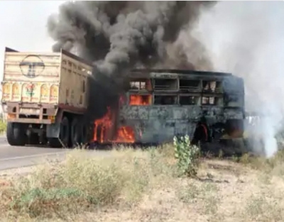 Twelve dead in bus-trolley collision in Rajasthan's Barmer | Twelve dead in bus-trolley collision in Rajasthan's Barmer