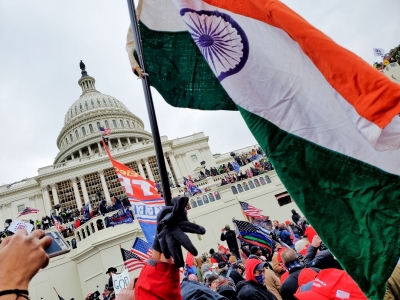 Indian flag seen at pro-Trump rally which some Indian-Americans joined | Indian flag seen at pro-Trump rally which some Indian-Americans joined