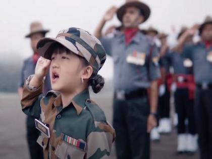 5-year-old Mizoram girl singing National Anthem in army uniform with soldiers a hit on social media | 5-year-old Mizoram girl singing National Anthem in army uniform with soldiers a hit on social media 5-year-old Mizoram girl singing National Anthem in army uniform with soldiers a hit on social media | 5-year-old Mizoram girl singing National Anthem in army uniform with soldiers a hit on social media