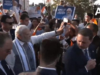 Amid chants of 'Bharat Mata ki Jai,' PM Modi receives rousing welcome in Greece | Amid chants of 'Bharat Mata ki Jai,' PM Modi receives rousing welcome in Greece Amid chants of 'Bharat Mata ki Jai,' PM Modi receives rousing welcome in Greece | Amid chants of 'Bharat Mata ki Jai,' PM Modi receives rousing welcome in Greece