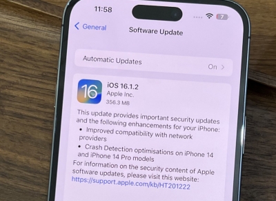 Apple rolls out iOS 16.1.2 update with security fixes, improved crash detection | Apple rolls out iOS 16.1.2 update with security fixes, improved crash detection